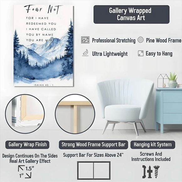 Fear Not Blue Bible Verse Wall Art, 8x12 - Picture 4 of 5